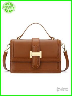 Vegan PU Leather Crossbody Bag Top Handle Purse Small Designer Handbag
